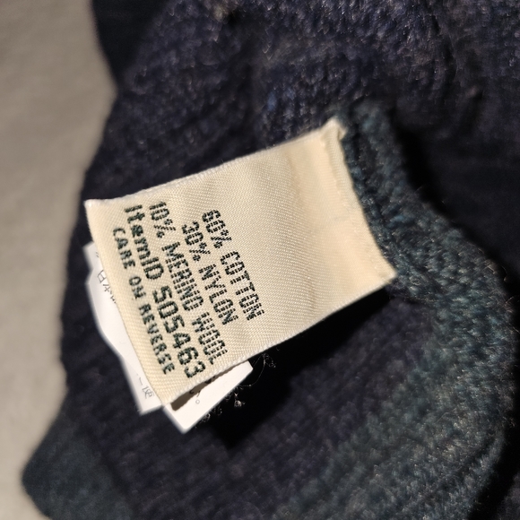 L.L. Bean Wool Turtleneck Sweater Asymmetrical Blue Teal - Picture 5 of 10